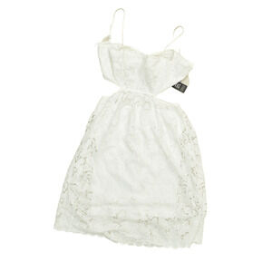 Express NEW Women Floral Dress Midi Fit & Flare Size M White Floral Polyester